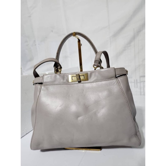 Fendi Handbags - SOLD***Authentic Fendi Leather Peekaboo Satchel Bag Grey